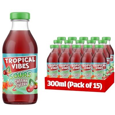 Tropical Vibes Sours Cheeky Cherry Drink Exotic Flavours, Refreshing Summer Drink, Pack of 15. Tropical Vibes Sours Cheeky Cherry Drink Exotic Flavours, Refreshing Summer Drink, Pack of 15.