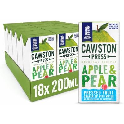 Cawston Press Fruit Water Kids Drink Pressed Apple & Pear Flavoured Water 200ml x 18 Pack Pear & Apple Juice Cartons School Approved – No Added Sugar – Vegan Ideal for Kids Lunchbox Cawston Press Fruit Water Kids Drink Pressed Apple & Pear Flavoured Water 200ml x 18 Pack Pear & Apple Juice Cartons School Approved – No Added Sugar – Vegan Ideal for Kids Lunchbox