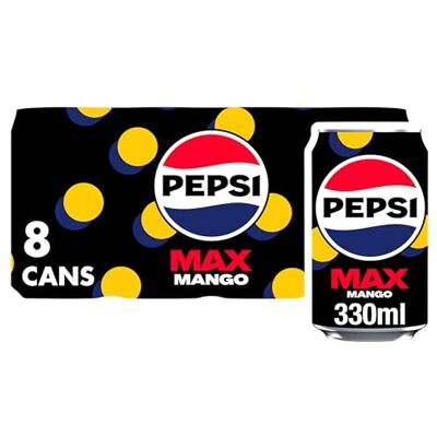 Pepsi Max Mango Cola 330ml Can 8 Pack Pepsi Max Mango Cola 330ml Can 8 Pack