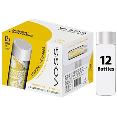 Voss UK Water, Flavoured Sparkling Water, Lemon Cucumber, Zero Calories, No Sugar, Natural, PET Water Bottles, Bulk Pack of 12 x 330 ml Voss UK Water, Flavoured Sparkling Water, Lemon Cucumber, Zero Calories, No Sugar, Natural, PET Water Bottles, Bulk Pack of 12 x 330 ml