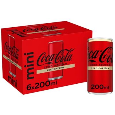 Coca-Cola Zero Sugar Zero Caffeine Sugar Free Cola Soda No Calorie No Caffeine Pack of 6 Mini Cans 200ml Coca-Cola Zero Sugar Zero Caffeine Sugar Free Cola Soda No Calorie No Caffeine Pack of 6 Mini Cans 200ml
