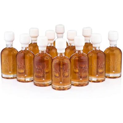 Escuminac Extra Rare Maple Syrup Organic 12 x 50ml Bottles Mini glass bottles with pure Canadian maple syrup for tasting and serving. Escuminac Extra Rare Maple Syrup Organic 12 x 50ml Bottles Mini glass bottles with pure Canadian maple syrup for tasting and serving.