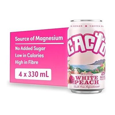 Cacto Drinks, Sparkling Cactus Water, White Peach & Prickly Pear Flavour – Natural Antioxidants & Electrolytes for Hydration & Recovery, Low Calorie Coconut Water Alternative, 4 x 330ml Cans Cacto Drinks, Sparkling Cactus Water, White Peach & Prickly Pear Flavour – Natural Antioxidants & Electrolytes for Hydration & Recovery, Low Calorie Coconut Water Alternative, 4 x 330ml Cans