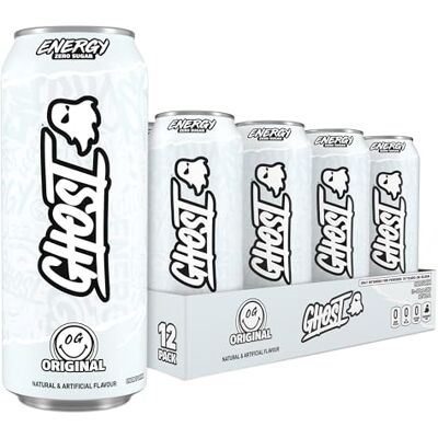 GHOST Sugar-Free Energy Drink 12-Pack, Original Flavour, 500ml Cans No Artificial Colours 160mg Natural Caffeine, L-Carnitine & Taurine Gluten-Free & Vegan Fizzy Drinks GHOST Sugar-Free Energy Drink 12-Pack, Original Flavour, 500ml Cans No Artificial Colours 160mg Natural Caffeine, L-Carnitine & Taurine Gluten-Free & Vegan Fizzy Drinks