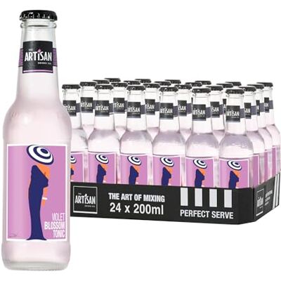 The Artisan Drinks Company Violet Blossom Tonic Water 200mlx24 Natural Ingredients Violet, Apple Blossom & Elderflower Blossom Tonic Bottle for Gin The Artisan Drinks Company Violet Blossom Tonic Water 200mlx24 Natural Ingredients Violet, Apple Blossom & Elderflower Blossom Tonic Bottle for Gin