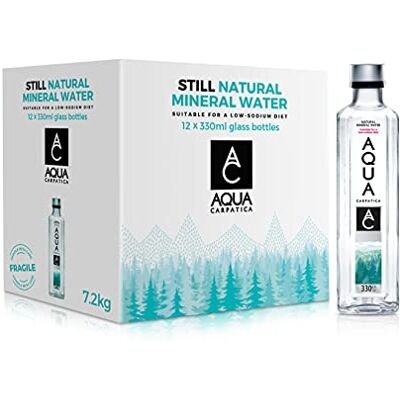 Aqua Carpatica Gass 330ml x 12 Pure Natural Still Mineral Water 12-Pack Water, Virtually Nitrate Free, Low Sodium, Naturally Alkaline, Natural Electrolytes, Premium Multipack 100% Recyclable Aqua Carpatica Gass 330ml x 12 Pure Natural Still Mineral Water 12-Pack Water, Virtually Nitrate Free, Low Sodium, Naturally Alkaline, Natural Electrolytes, Premium Multipack 100% Recyclable