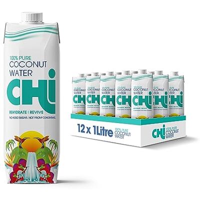 CHI REHYDRATE/ REVIVE CHI 100% Pure Coconut Water I 1 litre (Pack of 12) I Fat, Gluten and Dairy free Vegan I Rehydrate and Revive! CHI REHYDRATE/ REVIVE CHI 100% Pure Coconut Water I 1 litre (Pack of 12) I Fat, Gluten and Dairy free Vegan I Rehydrate and Revive!
