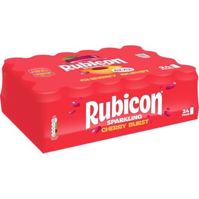 Rubicon Sparkling Cherry Burst Flavoured Fizzy Drink with Real Fruit Juice Multipack 24 x 330ml Cans Rubicon Sparkling Cherry Burst Flavoured Fizzy Drink with Real Fruit Juice Multipack 24 x 330ml Cans