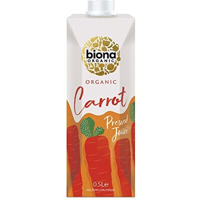 Biona Organic Carrot Juice 500ml, Pack of 12 Immediately Pressed After Harvest Not From Concentrate No added Sugar Suitable for Vegans Biona Organic Carrot Juice 500ml, Pack of 12 Immediately Pressed After Harvest Not From Concentrate No added Sugar Suitable for Vegans