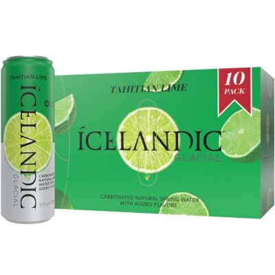 Icelandic Glacial Sparkling Water, Tahitian Lime, 330 ml Cans, 10 Count Icelandic Glacial Sparkling Water, Tahitian Lime, 330 ml Cans, 10 Count