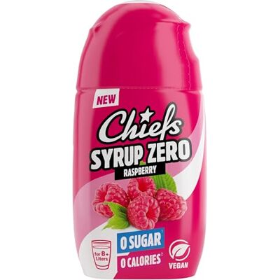 Chiefs Syrup, Zero Calorie Syrup with Real Fruit Extracts, Raspberry, 65ml More than 8l Softdrink Zero Added Sugars Chiefs Syrup, Zero Calorie Syrup with Real Fruit Extracts, Raspberry, 65ml More than 8l Softdrink Zero Added Sugars