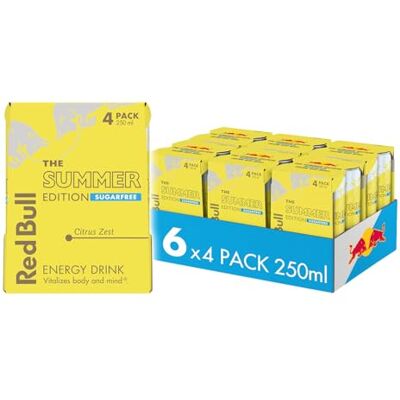 Red Bull Summer Edition Sugarfree Citrus Zest Energy Drink 250ml 4 Pack (Pack of 6) Red Bull Summer Edition Sugarfree Citrus Zest Energy Drink 250ml 4 Pack (Pack of 6)