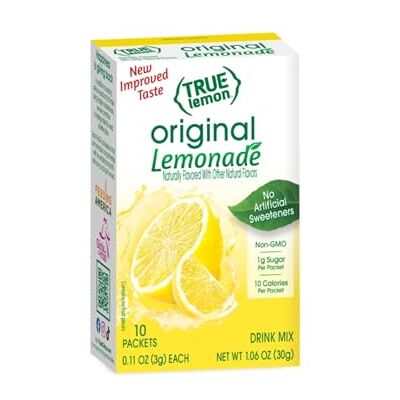True Lemon Original Lemonade On The Go Drink Mix 10 Stix Pack Made With Stevia 30g Box True Lemon Original Lemonade On The Go Drink Mix 10 Stix Pack Made With Stevia 30g Box