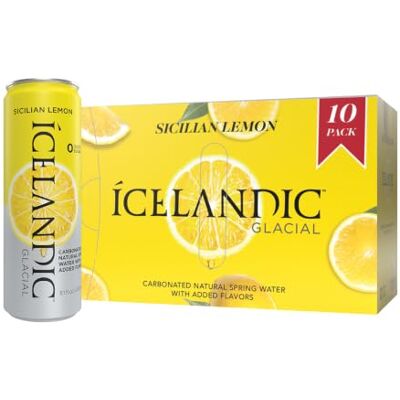 Icelandic Glacial Sparkling Water, Sicilian Lemon, 330 ml Cans, 10 Count Icelandic Glacial Sparkling Water, Sicilian Lemon, 330 ml Cans, 10 Count