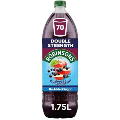 Robinsons Fruit Squash Low Calorie Double Strength Apple and Blackcurrant 1.75 Litre 6 Count Robinsons Fruit Squash Low Calorie Double Strength Apple and Blackcurrant 1.75 Litre 6 Count