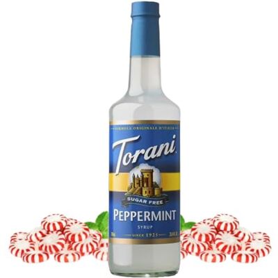 Torani Sugar Free Coffee Syrup, Peppermint Flavour, 750ml Zero Calorie Drink Syrup, No Added Sugar, Barista Style for Coffee, Lattes and Iced Drinks, Vegan Friendly Torani Sugar Free Coffee Syrup, Peppermint Flavour, 750ml Zero Calorie Drink Syrup, No Added Sugar, Barista Style for Coffee, Lattes and Iced Drinks, Vegan Friendly
