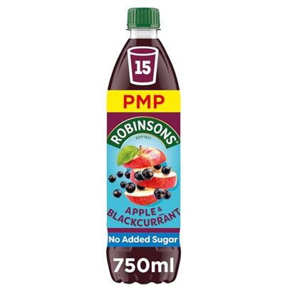 Robinsons Apple & Blackcurrant No Added Sugar Squash PMP 750ml Robinsons Apple & Blackcurrant No Added Sugar Squash PMP 750ml