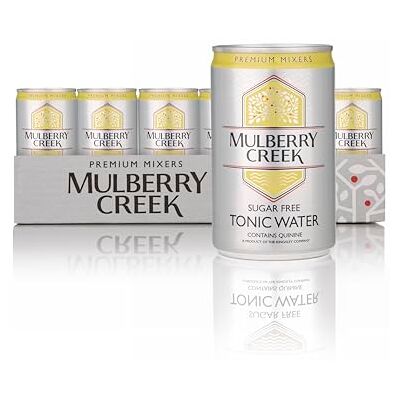Mulberry Creek Sugar Free Tonic Water, Contains Quinine, Premium Quality, Great for Cocktails & Paired with Gin or Vodka, Low Calories & Sodium, Fully Recyclable 24 x 150ml Cans Mulberry Creek Sugar Free Tonic Water, Contains Quinine, Premium Quality, Great for Cocktails & Paired with Gin or Vodka, Low Calories & Sodium, Fully Recyclable 24 x 150ml Cans