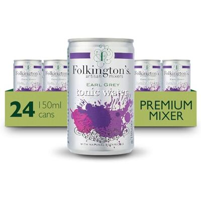 Folkington's Tonic Water, Earl Grey, 24 Cans, Mix with Gin Botanicals, Artisan Botanical Mixer, Fridge Pack 3 x 8 x 150ml (24 Cans Total) Folkington's Tonic Water, Earl Grey, 24 Cans, Mix with Gin Botanicals, Artisan Botanical Mixer, Fridge Pack 3 x 8 x 150ml (24 Cans Total)