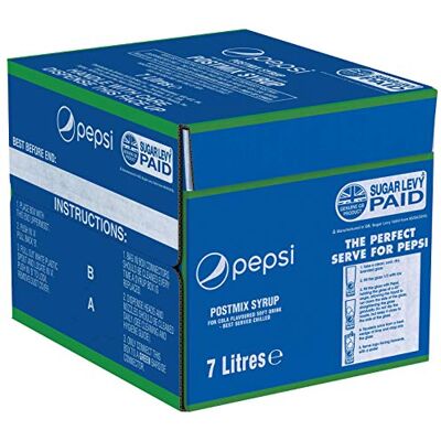 Pepsi Regular Post Mix BIB Syrup for Dispensers Makes 42 Litres Finished Product 7 Litres (Packaging may vary) Pepsi Regular Post Mix BIB Syrup for Dispensers Makes 42 Litres Finished Product 7 Litres (Packaging may vary)