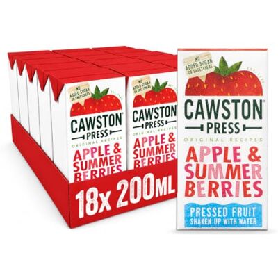 Cawston Press Fruit Water Kids Drink Pressed Summer Berries Flavoured Water 200ml x 18 Pack Berries & Apple Juice Cartons School Approved – No Added Sugar – Vegan Ideal for Kids Lunchbox Cawston Press Fruit Water Kids Drink Pressed Summer Berries Flavoured Water 200ml x 18 Pack Berries & Apple Juice Cartons School Approved – No Added Sugar – Vegan Ideal for Kids Lunchbox
