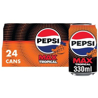 Pepsi Max Tropical, 330ml Cans (Pack of 24) Pepsi Max Tropical, 330ml Cans (Pack of 24)