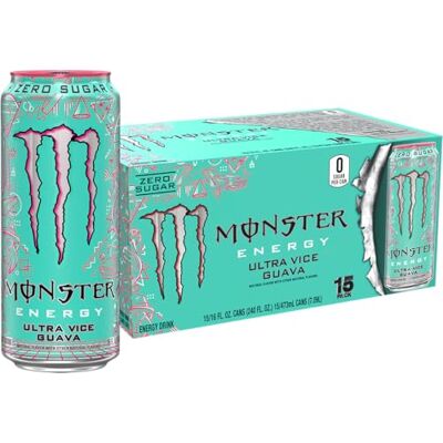 Monster Cable Energy Ultra Vice Guava, Sugar-Free Energy Drink, 473 ml (Pack of 15) Monster Cable Energy Ultra Vice Guava, Sugar-Free Energy Drink, 473 ml (Pack of 15)