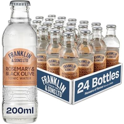 Franklin & Sons Rosemary & Black Olive Tonic Water 24 x 200ml Bottle Case Franklin & Sons Rosemary & Black Olive Tonic Water 24 x 200ml Bottle Case