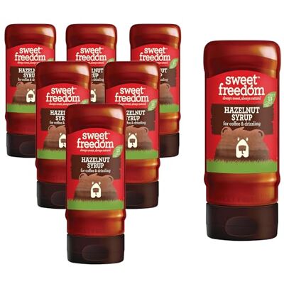 Sweet Freedom Hazelnut Syrup 350 g – Vegan Drizzle for Coffee and Pancakes, Naturally Sweetened with Fruits, Only 13 Kcal Per Teaspoon (Pack of 6) Sweet Freedom Hazelnut Syrup 350 g – Vegan Drizzle for Coffee and Pancakes, Naturally Sweetened with Fruits, Only 13 Kcal Per Teaspoon (Pack of 6)