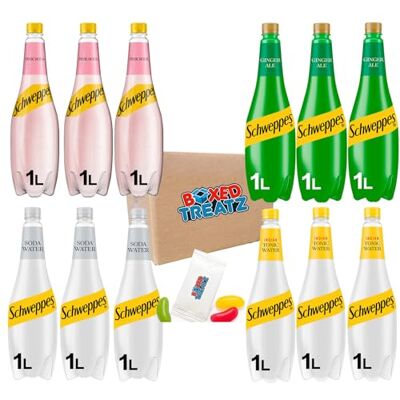 Boxed Treatz Canada Dry Ginger Ale 3 X 1L, Tonic Water 3 X 1L, Soda Water 3 X 1L & Pink Soda 3 X 1L (12 X 1L) Boxed Treatz Canada Dry Ginger Ale 3 X 1L, Tonic Water 3 X 1L, Soda Water 3 X 1L & Pink Soda 3 X 1L (12 X 1L)