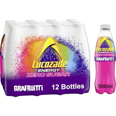 Lucozade Energy Zero Sugar Grafruitti Energy Drink with Vitamin B3, 12 x 900ml Multipack, Sparkling Low Calorie Soft Drink, Refreshing Citrus Flavour, Suitable for Everyday Refreshment at Home or Work Lucozade Energy Zero Sugar Grafruitti Energy Drink with Vitamin B3, 12 x 900ml Multipack, Sparkling Low Calorie Soft Drink, Refreshing Citrus Flavour, Suitable for Everyday Refreshment at Home or Work