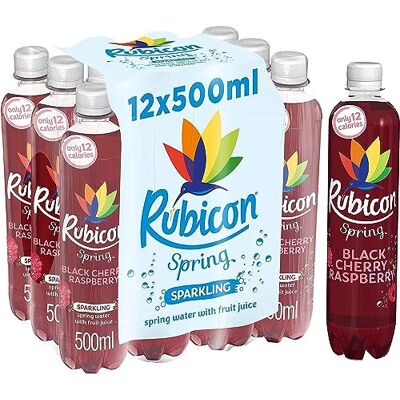 Rubicon Spring Black Cherry Raspberry Flavoured Sparkling Spring Water 500 ml (Pack of 12) Rubicon Spring Black Cherry Raspberry Flavoured Sparkling Spring Water 500 ml (Pack of 12)