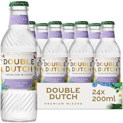 Double Dutch Premium Sun & Sea Tonic Water, 24 x 200ml Glass Bottles Premium Mixer, Naturally Delicious, Adult Soft Drink, Perfect for Gin, Vodka & Spritz Serves, Gluten Free, Vegan, Multipack Double Dutch Premium Sun & Sea Tonic Water, 24 x 200ml Glass Bottles Premium Mixer, Naturally Delicious, Adult Soft Drink, Perfect for Gin, Vodka & Spritz Serves, Gluten Free, Vegan, Multipack