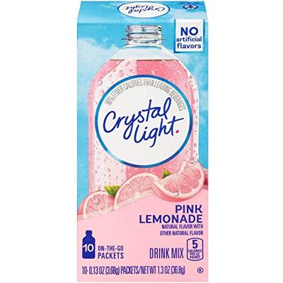 Crystal Light NATURAL PINK LEMONADE DRINK MIX ON THE GO 10 PACKET BOX AMERICAN Crystal Light NATURAL PINK LEMONADE DRINK MIX ON THE GO 10 PACKET BOX AMERICAN