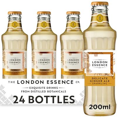 THE LONDON ESSENCE CO. Delicate Ginger Ale, Premium Cocktail Mixer, 200ml, Pack of 24 bottles, No Artificial Colours Preservatives or flavours, Low Calorie THE LONDON ESSENCE CO. Delicate Ginger Ale, Premium Cocktail Mixer, 200ml, Pack of 24 bottles, No Artificial Colours Preservatives or flavours, Low Calorie