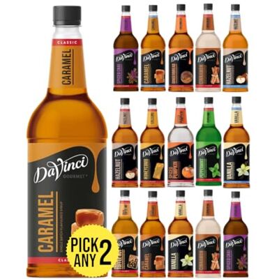 DaVinci Gourmet 1L (1000ML) Syrup for Coffee & Drinks. Pick Any 2 Bottles from 14+ Flavours Inc. Caramel, Vanilla, Hazelnut, Honeycomb, Spiced Chai, Gingerbread, Cinnamon, English Toffeenut and More. DaVinci Gourmet 1L (1000ML) Syrup for Coffee & Drinks. Pick Any 2 Bottles from 14+ Flavours Inc. Caramel, Vanilla, Hazelnut, Honeycomb, Spiced Chai, Gingerbread, Cinnamon, English Toffeenut and More.