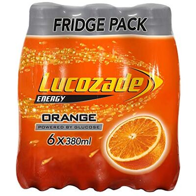 Lucozade Orange Flavour Energy Drink, 6 x 380ml Lucozade Orange Flavour Energy Drink, 6 x 380ml