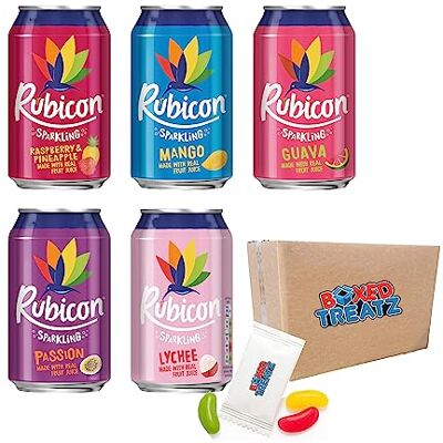 Boxed Treatz Rubicon Sparkling Fizzy Drink With Real Fruit Juice 330ml Pack Of 24 Assorted Flavours Suitable For Vegans Rubicon Sparkling Cans Bundle Boxed Treatz Rubicon Sparkling Fizzy Drink With Real Fruit Juice 330ml Pack Of 24 Assorted Flavours Suitable For Vegans Rubicon Sparkling Cans Bundle