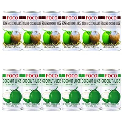 Starry Mart Foco Thai Coconut Juice Drink 350ml (12 Cans) – Original & Roasted Coconut Flavours Tropical Beverage – Refreshing Summer Drinks (Assorted 2 Flavour) Starry Mart Foco Thai Coconut Juice Drink 350ml (12 Cans) – Original & Roasted Coconut Flavours Tropical Beverage – Refreshing Summer Drinks (Assorted 2 Flavour)