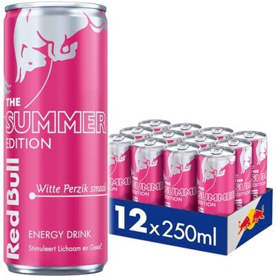 Red Bull Energy Drink Summer Edition, White Peach, Pack of 12 12 x 250 ml I Energy Drink with Fruity White Peach Flavour I Stimulates Body and Mind Red Bull Energy Drink Summer Edition, White Peach, Pack of 12 12 x 250 ml I Energy Drink with Fruity White Peach Flavour I Stimulates Body and Mind