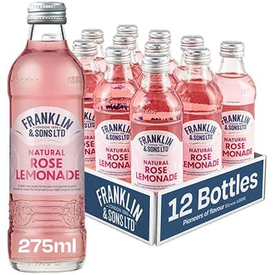 Franklin & Sons Natural Rose Lemonade 12 x 275ml Bottle Case Low Sugar Natural rose flavour, low sugar, Peak District spring water, sparkling soft drink, premium fizzy drink Franklin & Sons Natural Rose Lemonade 12 x 275ml Bottle Case Low Sugar Natural rose flavour, low sugar, Peak District spring water, sparkling soft drink, premium fizzy drink