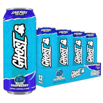 GHOST Sugar-Free Energy Drink 12-Pack, Blue Raspberry, 500ml Cans No Artificial Colours 160mg Natural Caffeine, L-Carnitine & Taurine Gluten-Free & Vegan Fizzy Drinks GHOST Sugar-Free Energy Drink 12-Pack, Blue Raspberry, 500ml Cans No Artificial Colours 160mg Natural Caffeine, L-Carnitine & Taurine Gluten-Free & Vegan Fizzy Drinks
