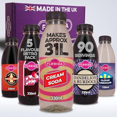 Florida Soda Syrups Florida Soda Syrup Compatible With Sodastream Aspartame Free 5 Pack Retro Flavours : Cream Soda, Cloudy Lemonade, Ginger Beer, Cherry Cola & Dandelion and Burdock Flavour Fizzy Water 5 packs Florida Soda Syrups Florida Soda Syrup Compatible With Sodastream Aspartame Free 5 Pack Retro Flavours : Cream Soda, Cloudy Lemonade, Ginger Beer, Cherry Cola & Dandelion and Burdock Flavour Fizzy Water 5 packs