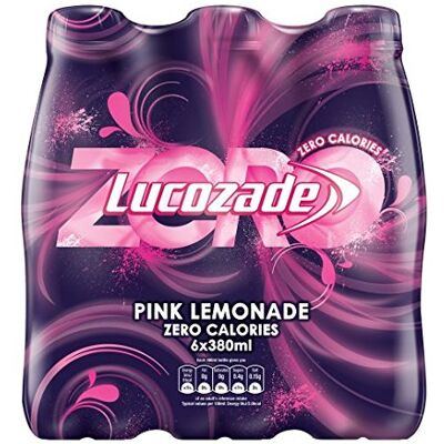 Lucozade Energy Zero Pink Lemonade 6 x 380ml Lucozade Energy Zero Pink Lemonade 6 x 380ml