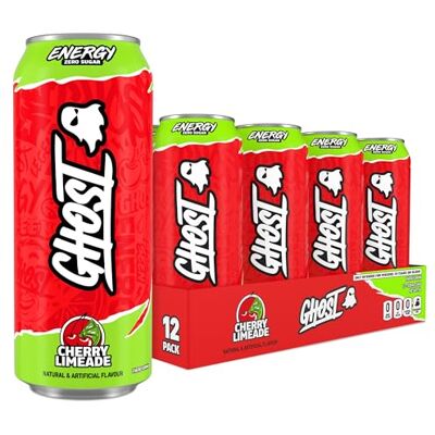 GHOST Sugar-Free Energy Drink 12-Pack, Cherry Limeade, 500ml Cans No Artificial Colours 160mg Natural Caffeine, L-Carnitine & Taurine Gluten-Free & Vegan Fizzy Drinks GHOST Sugar-Free Energy Drink 12-Pack, Cherry Limeade, 500ml Cans No Artificial Colours 160mg Natural Caffeine, L-Carnitine & Taurine Gluten-Free & Vegan Fizzy Drinks