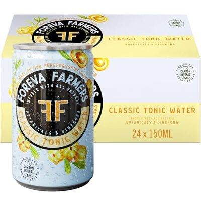 foreva farmers Classic Tonic Water for Gin, Tequila and Other Premium Spirits (Pack of 24 Cans) Sustainably Curated, Low-Calorie Gin and Tonic Mixer 150ml Cans foreva farmers Classic Tonic Water for Gin, Tequila and Other Premium Spirits (Pack of 24 Cans) Sustainably Curated, Low-Calorie Gin and Tonic Mixer 150ml Cans