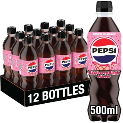 Pepsi Zero Sugar Raspberry Ripple Ice Cream Flavour 500ml Bottle (Pack of 12) Pepsi Zero Sugar Raspberry Ripple Ice Cream Flavour 500ml Bottle (Pack of 12)