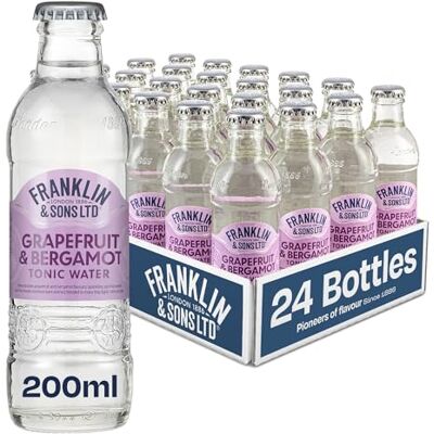 Franklin & Sons Grapefruit & Bergamot Tonic Water 24 x 200ml Bottle Case Natural grapefruit and bergamot flavours, Lake District water, bursting with flavour, premium mixer, flavoured tonic water Franklin & Sons Grapefruit & Bergamot Tonic Water 24 x 200ml Bottle Case Natural grapefruit and bergamot flavours, Lake District water, bursting with flavour, premium mixer, flavoured tonic water