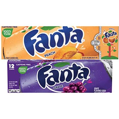 Fanta Grape and Peach Flavoured Soft Drink 355ml (12 Cans Each) Fanta Grape and Peach Flavoured Soft Drink 355ml (12 Cans Each)