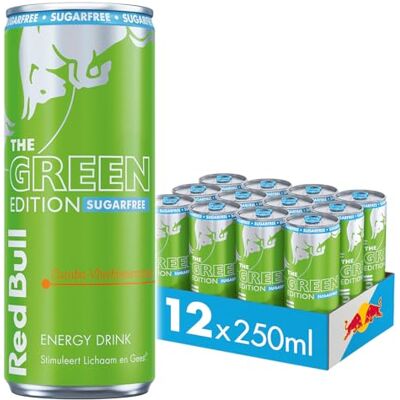 Red Bull Energy Drink Green Edition, Sugar Free, Curuba Elderflower Flavour, Pack of 12 12 x 250 ml I Stimulates Body and Mind Red Bull Energy Drink Green Edition, Sugar Free, Curuba Elderflower Flavour, Pack of 12 12 x 250 ml I Stimulates Body and Mind